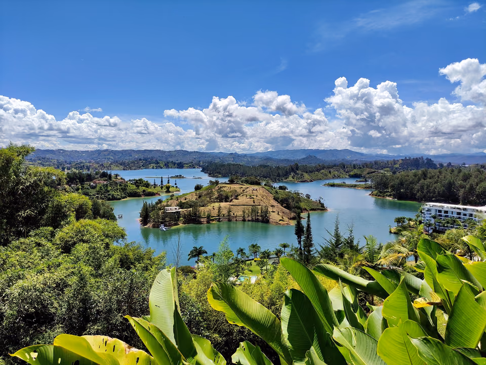 View from El Peñol over the lakes and islands of Guatapé